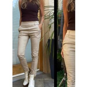 Flog Dafna Pants‎ Beige Herringbone Pull On Stretch Skinny Size 30